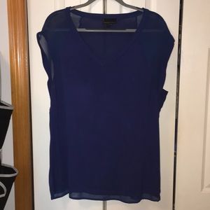 Blue Short Sleeve V Neck Tee